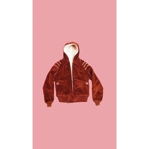 1960s-1970s CORDUROY HOODED SHEARLING Style Lined Jacket W/Pockets. Small-Large